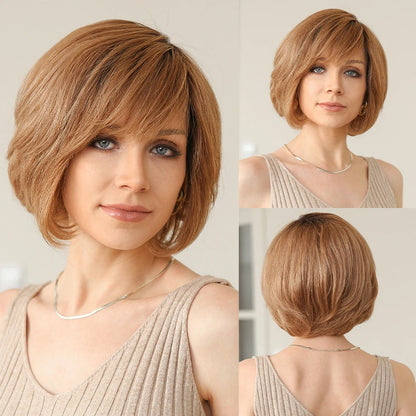 Hand-Tied Lace Front Wig Ombre Blonde Remy 100% Human Hair Wigs Natural Layered Bob HD Transparent Lace Frontal Hairs for Women