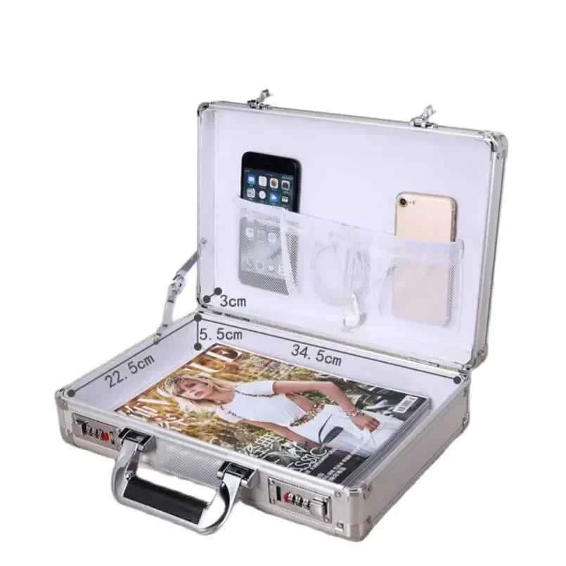 Aluminum Hard Case Passwords ToolBox Black / Silver Briefcase Metal Carrying Case Equiment Tool Box Organizer Holder ящик