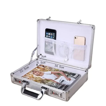 Aluminum Hard Case Passwords ToolBox Black / Silver Briefcase Metal Carrying Case Equiment Tool Box Organizer Holder ящик