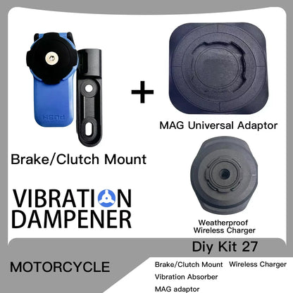 Motorcycle Handlebar Stem Fork Mount Holder Phone Mount Vibration Dampener MAG Universal Adaptors Wireless Charger Mirror Brake