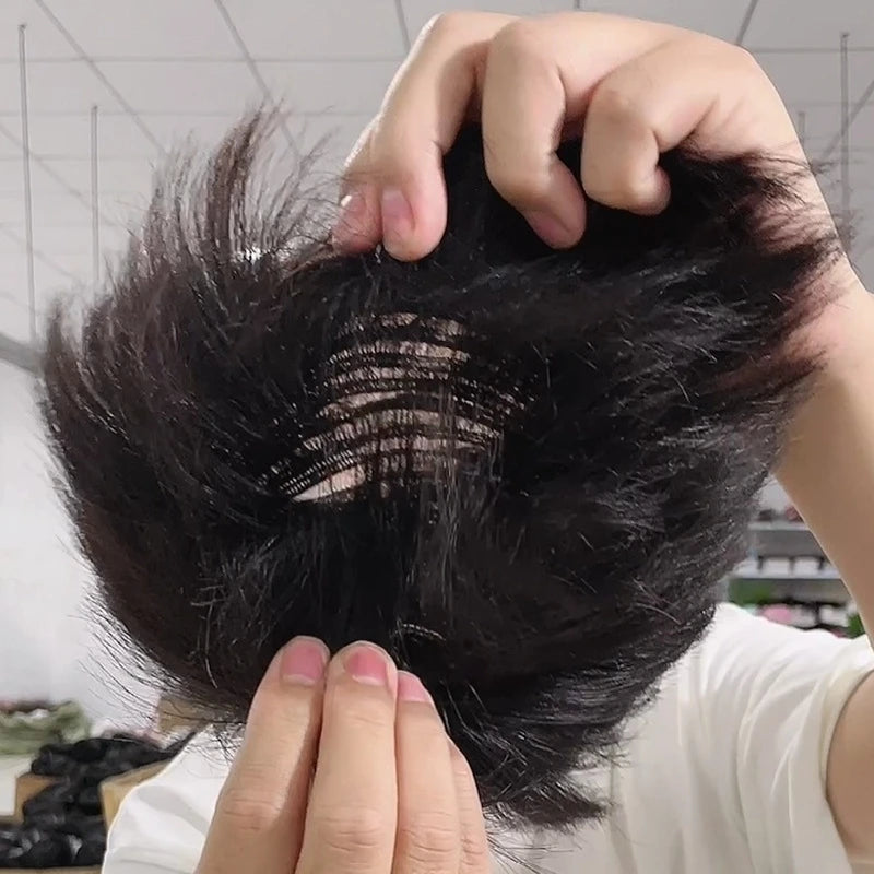 100% Human Hair Toupee Wigs for Men Hair Male Wig Capillary Prothesis Replacement System Men's Wig Real Hair for Cover Grey Hair