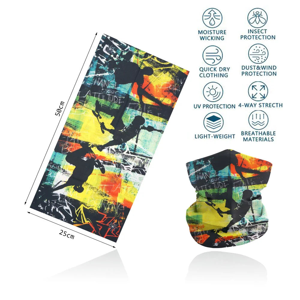 Motorcycling Running Outdoor Sports Face Bandanas Men Neck Warm Gaiter Women Headscarf UV Protection Seamless Tube Face Shield