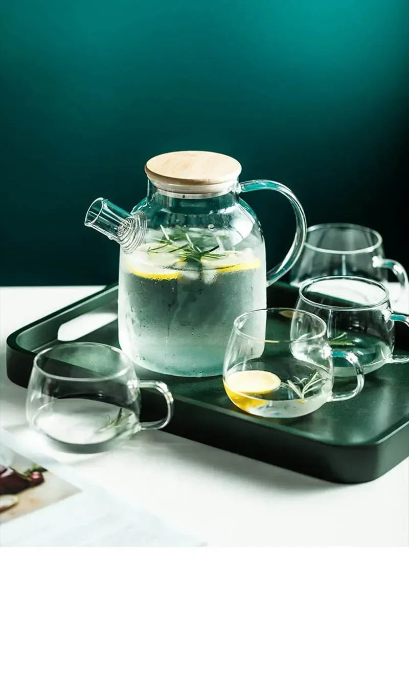 1.8L Transparent Borosilicate Glass Teapot Heat-Resistant Large Clear Tea Pot  Flower Tea Set Puer Kettle Cup Office Home Tool