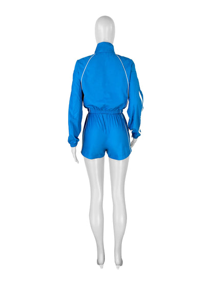 CM.YAYA Women's Set Long Sleeve Jacket + Shorts Suit 2025 Summer Streetwear Active Slim Sporty Two 2 Piece Set Outfit Tracksuit