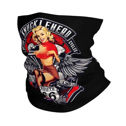Custom Travel Motorcycle Ride Route 66 Bandana Winter Neck Warmer Windproof Wrap Face Scarf for Hiking Highways Gaiter Headband