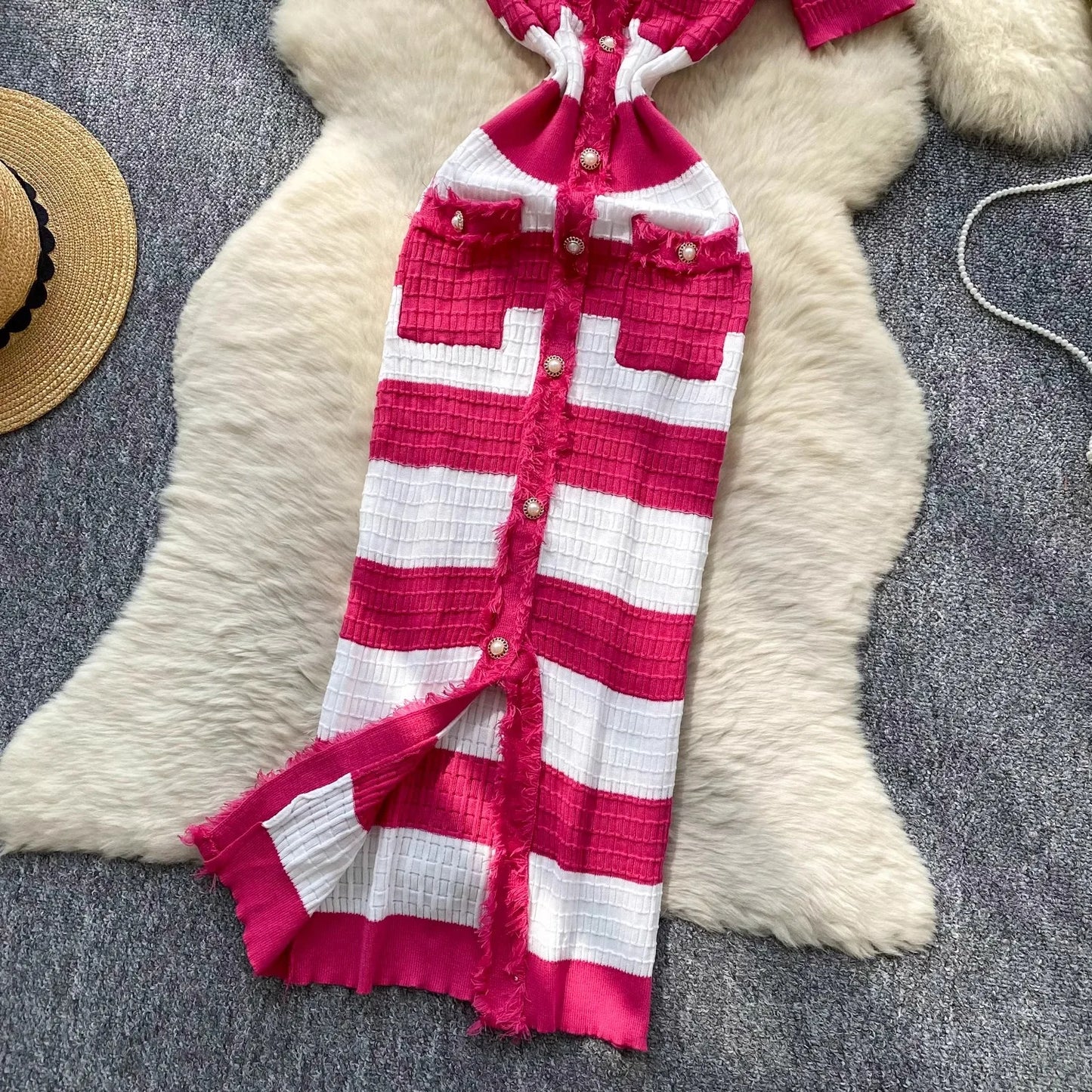 YuooMuoo Chic Fashion Sexy Package Hips Knitted Long Dress 2025 Spring and Summer Elegant Slim Waist Office Lady Sweater Dress