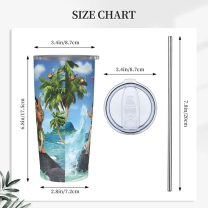 Moana and Pua Cartoon Movie Insulated Tumbler with Straws Stainless Steel Coffee Mugs Double Wall Car Bottle Cups 20oz