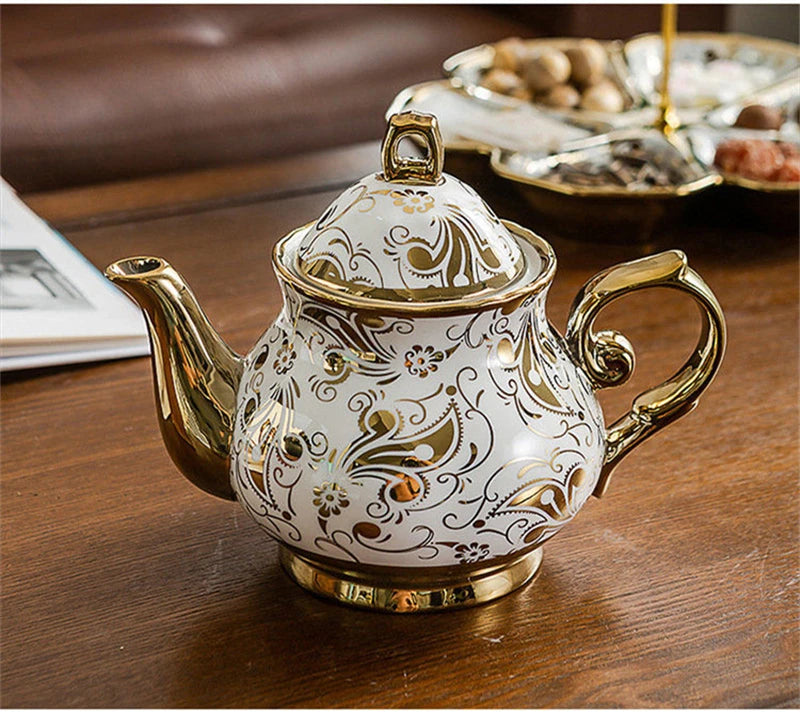 900ML European British Teapot  Porcelain High-Capacity Tea Pot With Filter Luxury Teaware Heat Resistant Kettle Pot Ceramic