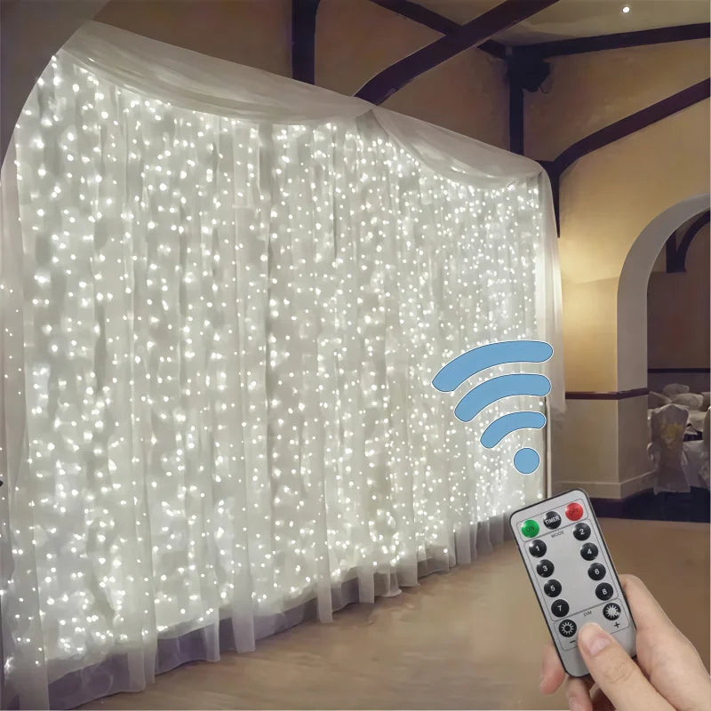 3/4/6m Curtain LED String Lights Garland USB Festoon Remote Control Fairy Garland Lights Christmas Decoration for Bedroom Home