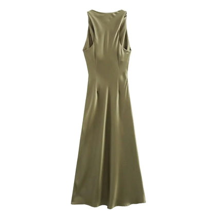 Satin Long Dresses for Women 2026 Summer Slip Midi Dress Woman Sexy Evening Party Dress Sleeveless Female Elegant Dresses