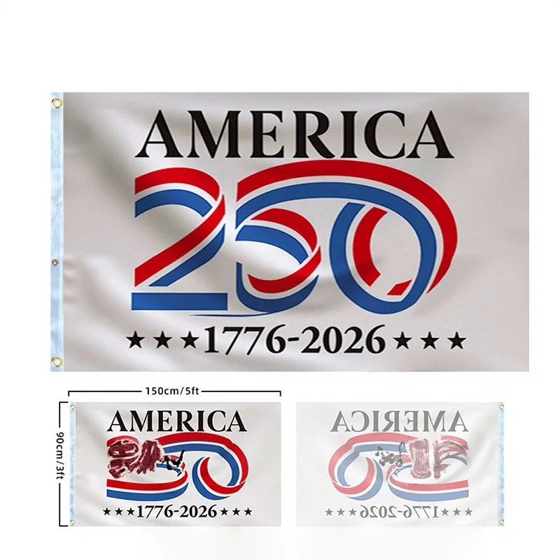 250 Years Commemorative Flag Usa Patriotic Banner Indoor Outdoor Flag Patriotic American 250th Anniversary Flag For Wall90x150CM