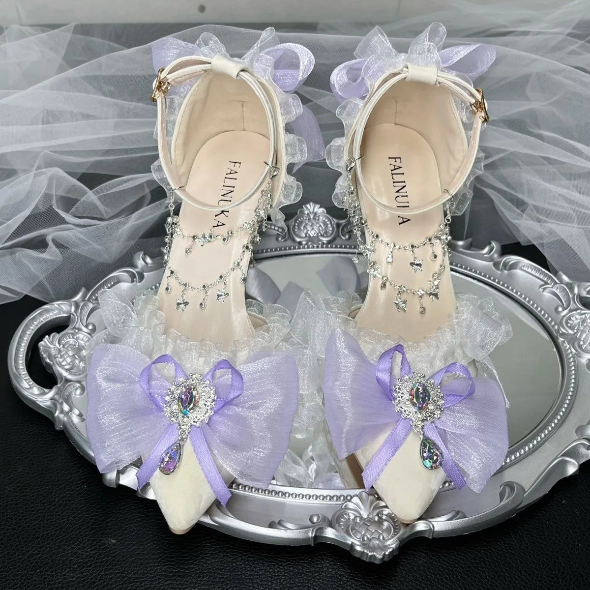 heels for ladies purple Elegant woman heeled shoes designer lolita cosplay party shoes bridal heels pointed tea y2k heels