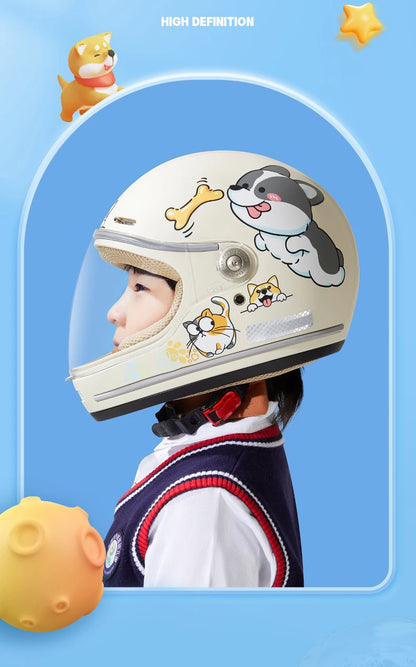 Children's Anti Fall Helmet Cute Cartoon Motorcycle Helmets Electric Bike Helmet Children's Moto Helmets Riding Full Helmet