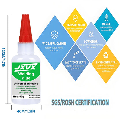 JXVX 50g Welding High Strength Oily Glue - Universal Superglue Mighty Instant Glue for Resin Ceramic Metal Glass