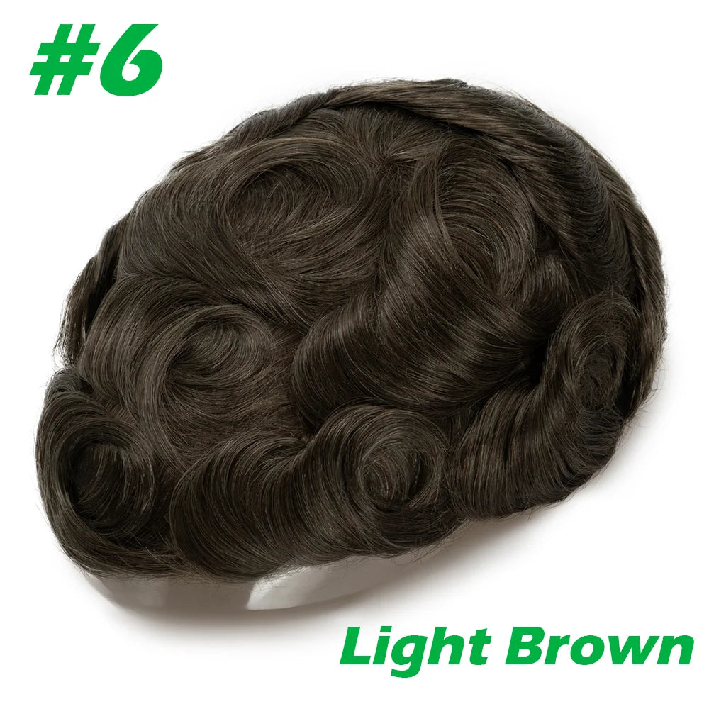 Men Toupee 0.06mm Thin Skin Natural Hairline Men's Capillary Prothesis Toupee Men Wigs Male Wig Hair System 100% Human Hair