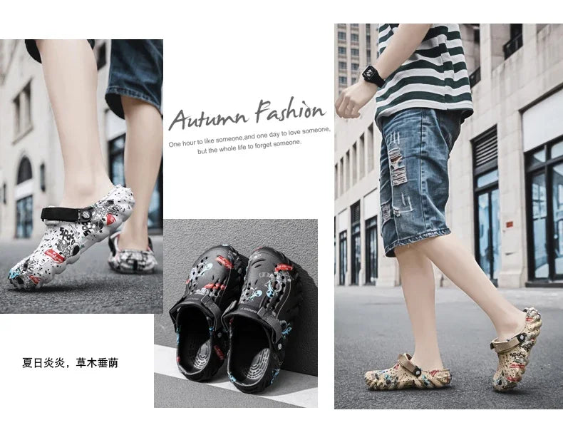 Men'S Breathable Casual Sandals Summer New Soft-Sole Non-Slip Comfort Outdoor Beach Shoes Fashion Youth Dual-Use Sports Slippers