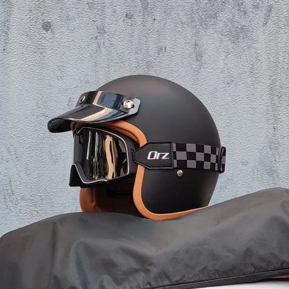 Retro semi-open motorcycle helmet cross-country motorcycle accessories motorcycle helmet 3/4 retro helmet in winter