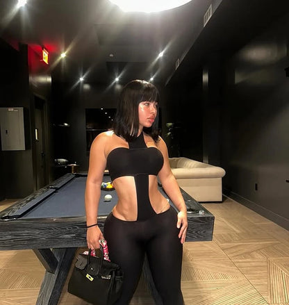 Y2k Sexy Two Piece Sets Woman Club Wear Halter Cross Crop Top and Skinny Pants Suits 2025 Female Jumpsuit Baddie Outfits