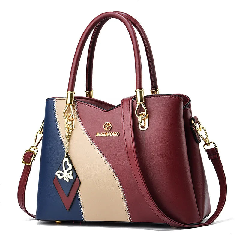 2024 New Three Color Combination Women's Handbag Large Capacity Soft Leather Shoulder Bag Fashion Elegant Women's Crossbody Bag