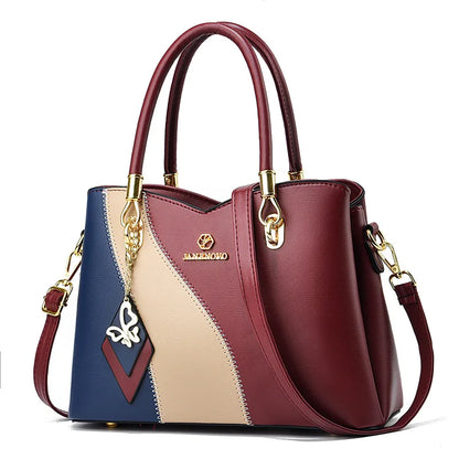 2024 New Three Color Combination Women's Handbag Large Capacity Soft Leather Shoulder Bag Fashion Elegant Women's Crossbody Bag