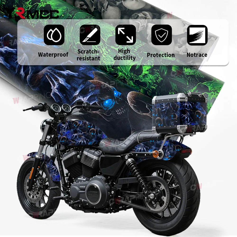 Graffiti Vinyl Wrap Car Wraps Personality Vinyl Paper for Car Wrapping Film Skull Pattern Auto Outdoor Accessories Body Covering