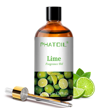 PHATOIL 100ml Aromatherapy Fragrance Oil with Glass Dropper Lime Coconut Strawberry Cherry Watermelon Lemon Mango Aroma Oils