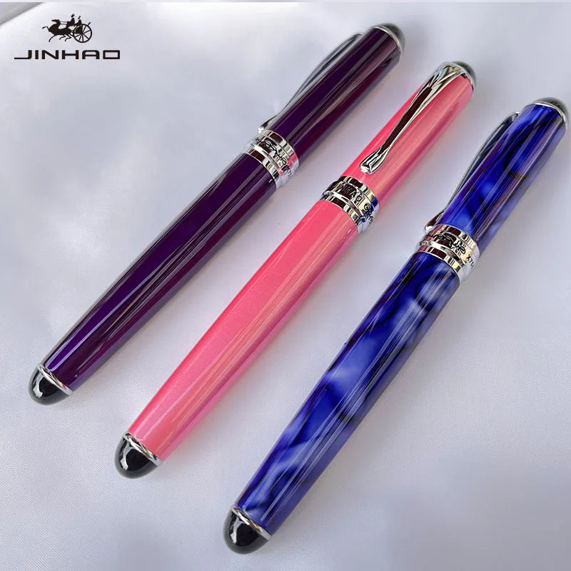 1 PCS Jinhao X750 Fountain Pen Set Medium Nib With Ink Converter Silver Trim Fancy gift calligraphy writing pen