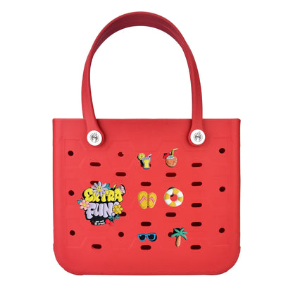 L Large Beach Bag EVA Rubber Waterproof Beach Travel Picnic Storage Basket Women's Shopping Handbag Hemp Bag Jelly Tote Bag