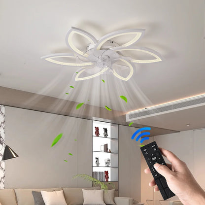 Ceiling Fan with Lights,Modern Dimmable Flower Shape, Remote Control/app Control,Timing 6 Gear Speeds Fan Ceiling Lamp