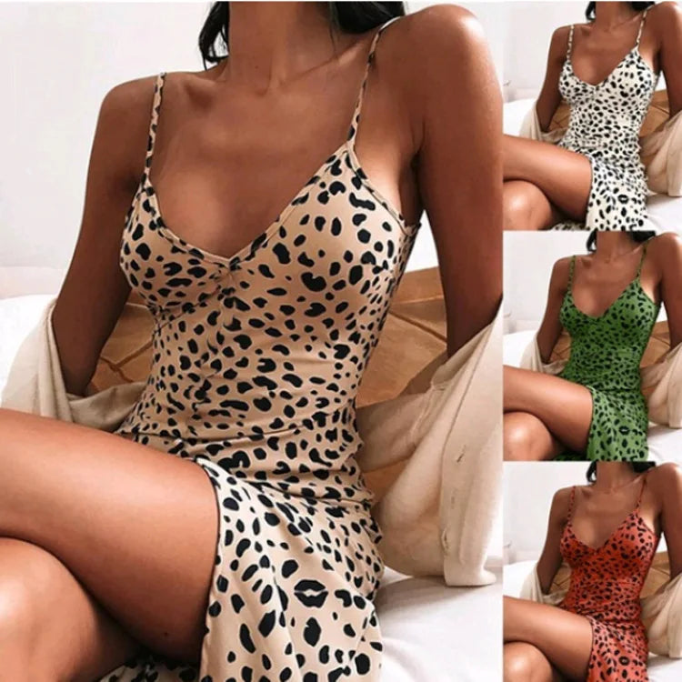 Women's S-5XL size Slim fit women's clothing with new leopard print print for spring and summer suspender dress Women's dress