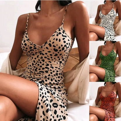 Women's S-5XL size Slim fit women's clothing with new leopard print print for spring and summer suspender dress Women's dress