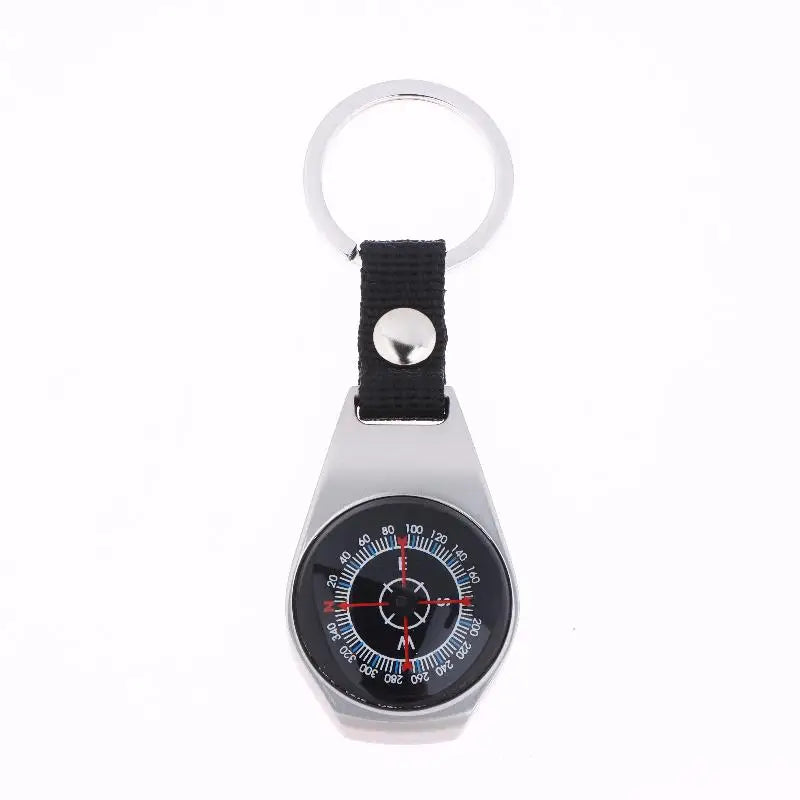 Outdoor Camping and Hiking Accessory: Durable Metal Compass Keychain Carabiner.