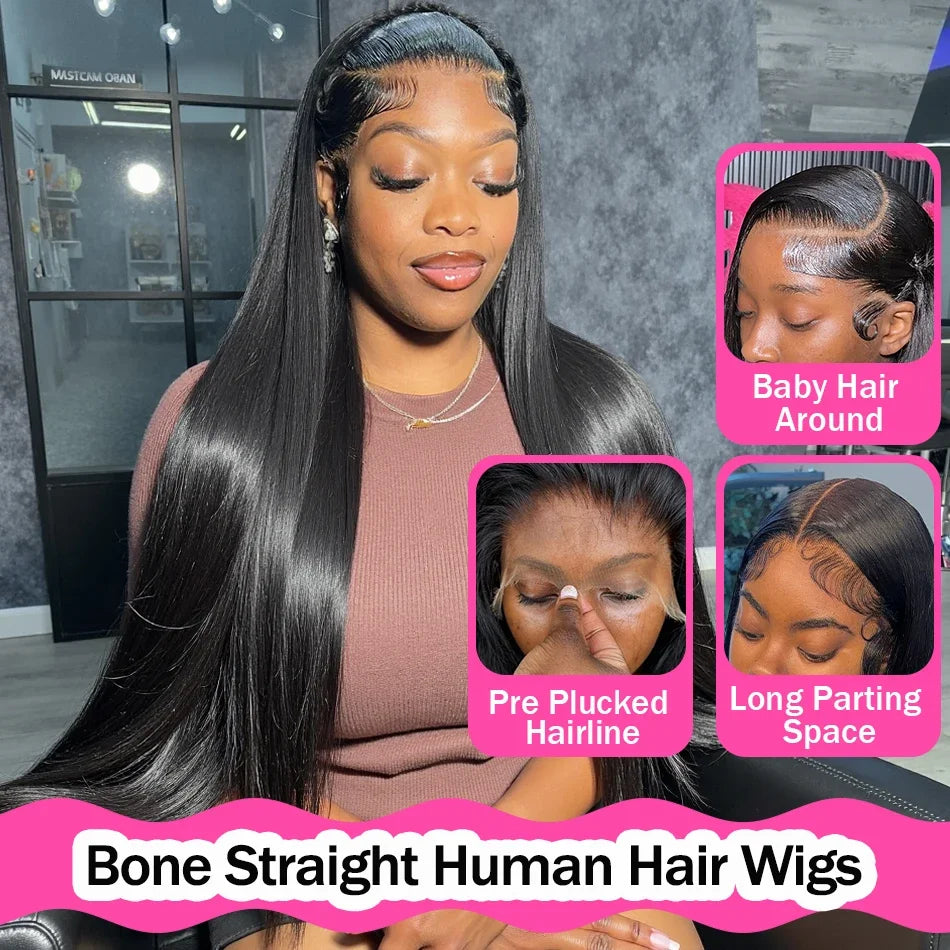 360 Hd Lace Frontal Wigs 13x6 13x4 Lace Wig Straight Human Hair Wigs 5x5 4X4 Glueless Straight Human Hair Wigs For Women 200%