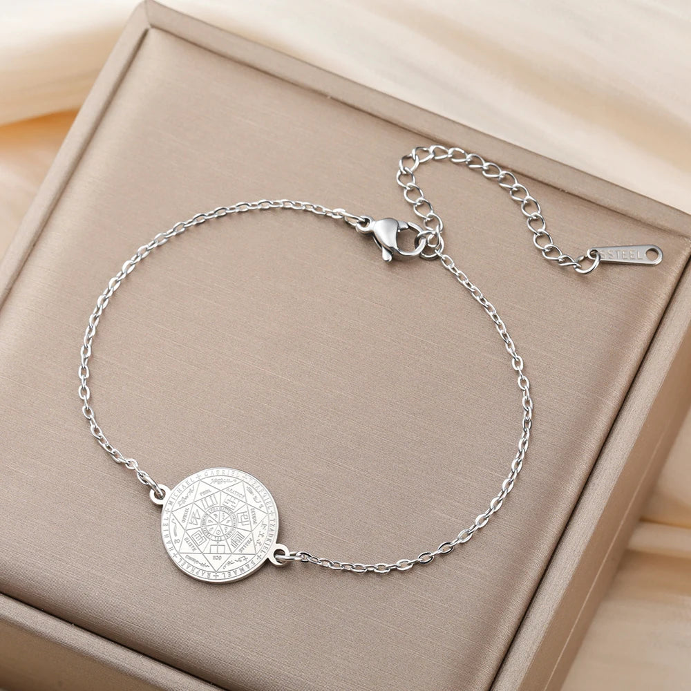 Dawapara Seven Archangels Seal Bracelet Solomon Protection Blessing Amulet Stainless Steel Religious Jewelry