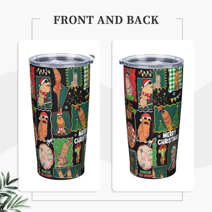 Marcus The Worm Christmas Meme  Tumbler With Straw  Stainless Steel Travel Mugs Double Wall Vacuum Insulated