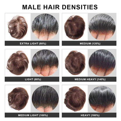 Men Toupee 0.06mm Thin Skin Natural Hairline Men's Capillary Prothesis Toupee Men Wigs Male Wig Hair System 100% Human Hair
