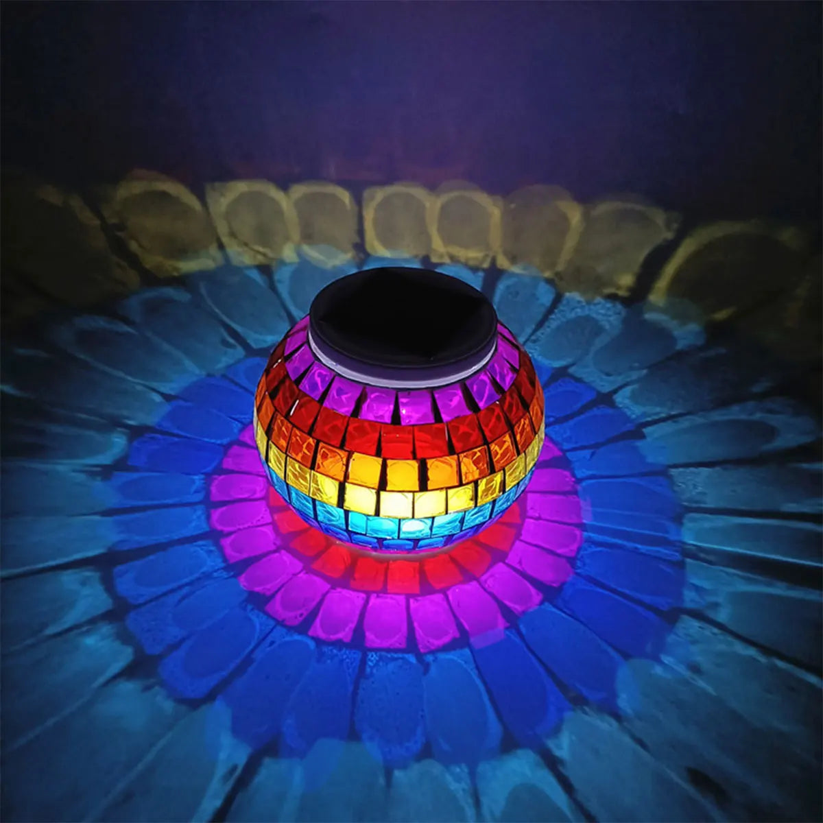Mosaic LED Solar Hollow Light Lawn Lamp Outdoors Waterproof Outdoor Solar Lawn Light Colorful Changing Yard Balcony Lamps 2023
