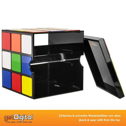 Magic Cube Toilet Paper Holder Novelty Tissue Roll Dispenser with Lid and Storage Shelf for Your Mobile Phone No Drilling or Wal