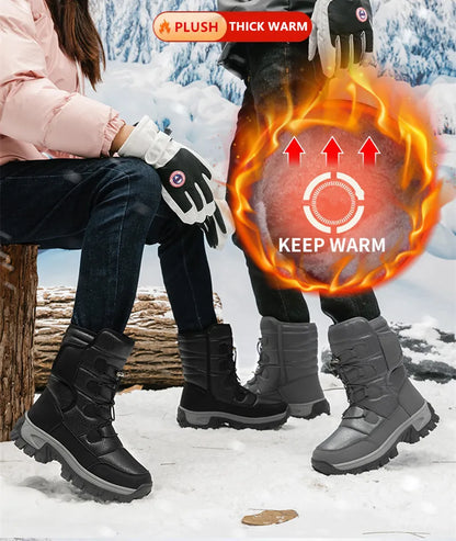 New Warm Plush Women's Snow Boots Fashion Outdoor Women Boots Platform Anti-Slip Hiking Boots Waterproof Winter Warm Ankle Boots