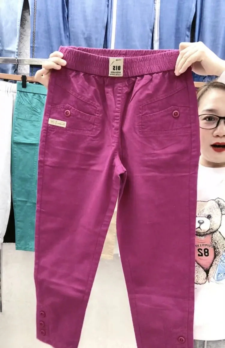 Women Cotton Linen Harun Pants Summer Loose New 2023 Ladies High Waist Versatile Thin Slim Casual Pants Female Nine-Point Pants