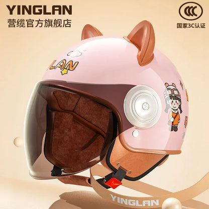 Winter Warm Women's Electric Car Helmet Four Seasons Motorcycle Safety Cap Full Face Helmet 3C Certified Abs Material