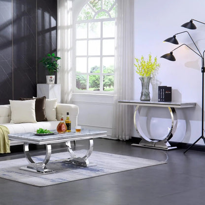 Modern Console Table for Entryway, Mirrored Sofa Table with U-Base, Silver Narrow Console Table, Rectangular, Customized