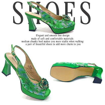 Venus Chan 2025 Elegant Peep-Toe Heels for Women - Perfect Italian Party Shoes & Bag Set with Sparkling Diamond Accents