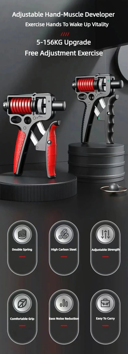 5-165Kg Adjustable Heavy Hand Grip Exercise Strengthener Gripper Finger Expander Arm Wrist Forearm Trainers Fitness Steel Spring