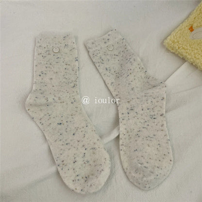 SP&CITY Colored Dotted Sheep Woolen Socks Women's Winter Warm Keeping Middle Tube Socks Casual Thick Korean Fashion Stockings