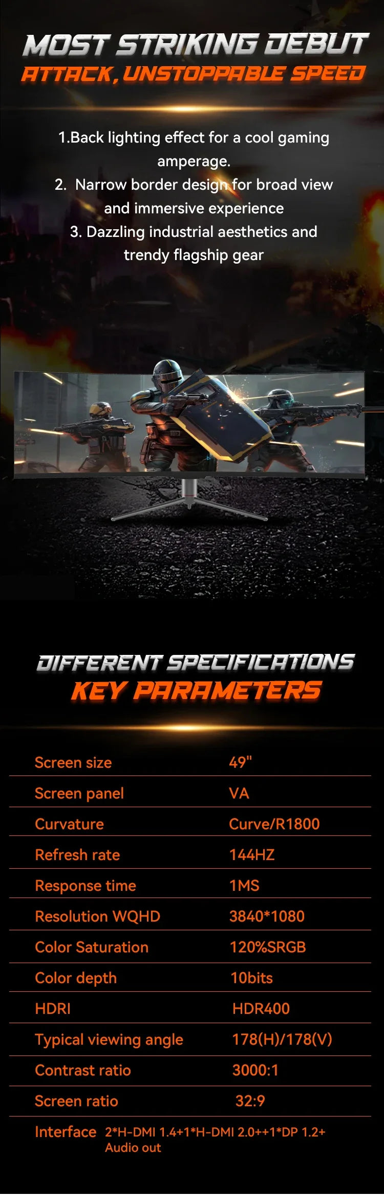 New Factory 4k monito 24 27 32 49 Inch Lcd monitos Curved Borderless Professional 4k Gaming monitos