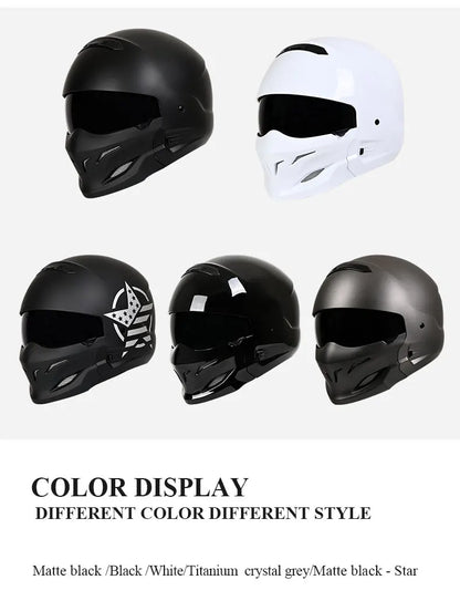 DOT Certified Scorpion Helmet Combination Helmet Motorcycle Retro Helmet Unisex Motorcycle Multi-Purpose Half Helmet Four Season