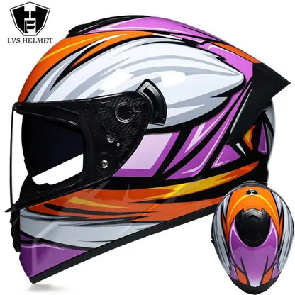Motorcycle Helmet  four seasons LVS  Professional racing dual lens safety helmet motorcycle full face protector, approved by DOT