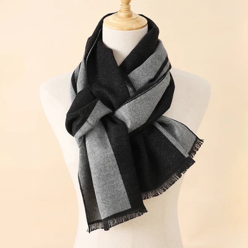 Winter Plaid Scarf Design Men Cashmere Pashmina Warm Shawl Lady Wrap Tassel Scarves Knitted Thick Blanket 2025