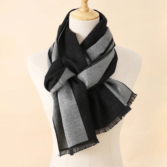 Winter Plaid Scarf Design Men Cashmere Pashmina Warm Shawl Lady Wrap Tassel Scarves Knitted Thick Blanket 2025